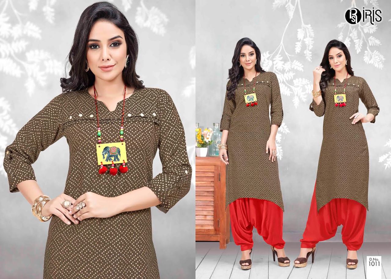 Iris Noor 1009 Series Fancy Cotton Printed Top And Reyon Dhoti Catlog At Wholesale Price Kurti Whole...