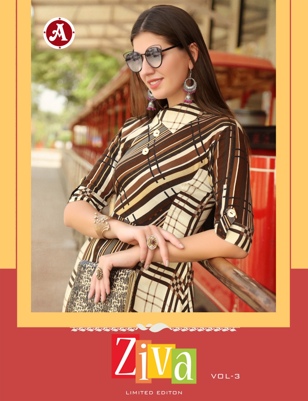 Ziva Vol 3 By Ayush Fashion 1001 Series Fancy Reyon Printed Kurti Catlog Wholesale Dealer Surat