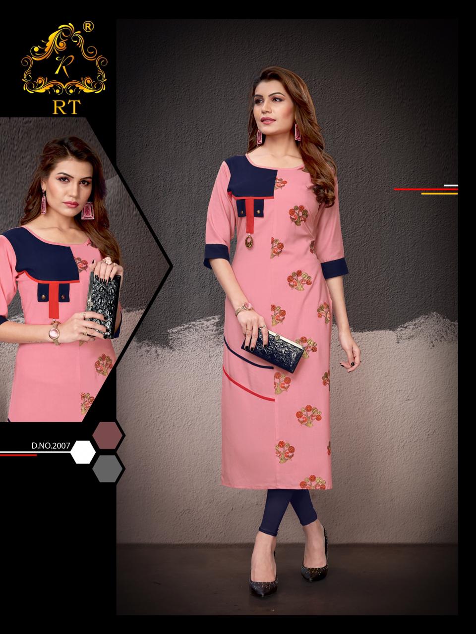 Naira Vol 2 By Rijiya Trendz 2007 Series Fancy Designer Reyon Kurti Collection Wholesler Surat
