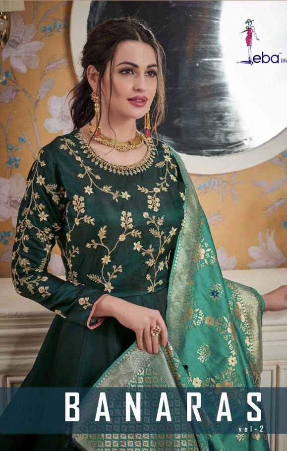 Banaras Vol 2 By Eba Lifestyle 1029 Series Fancy Party Wear Gown Suit Collection Wholesaler Surat