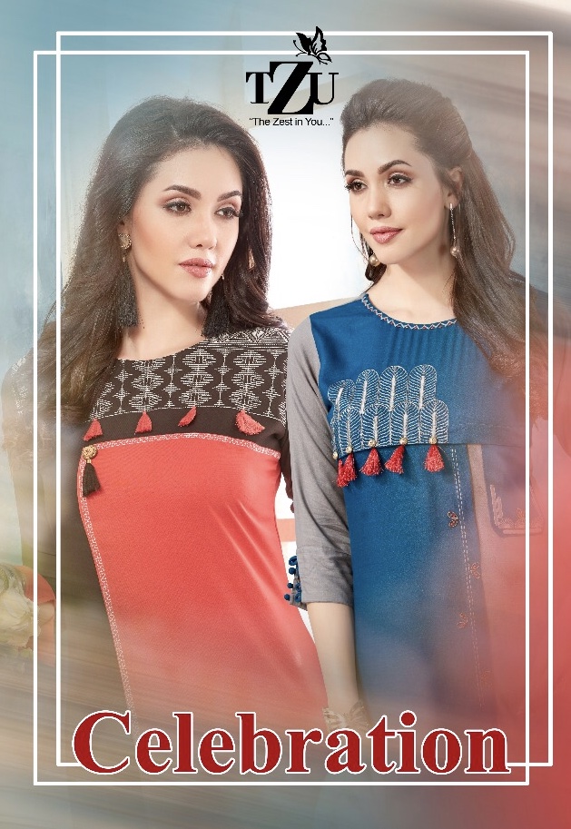 Celebration By Tzu Lifestyle 1001 Series Fancy Reyon Printed Kurti Catlog Wholesale Dealer Surat