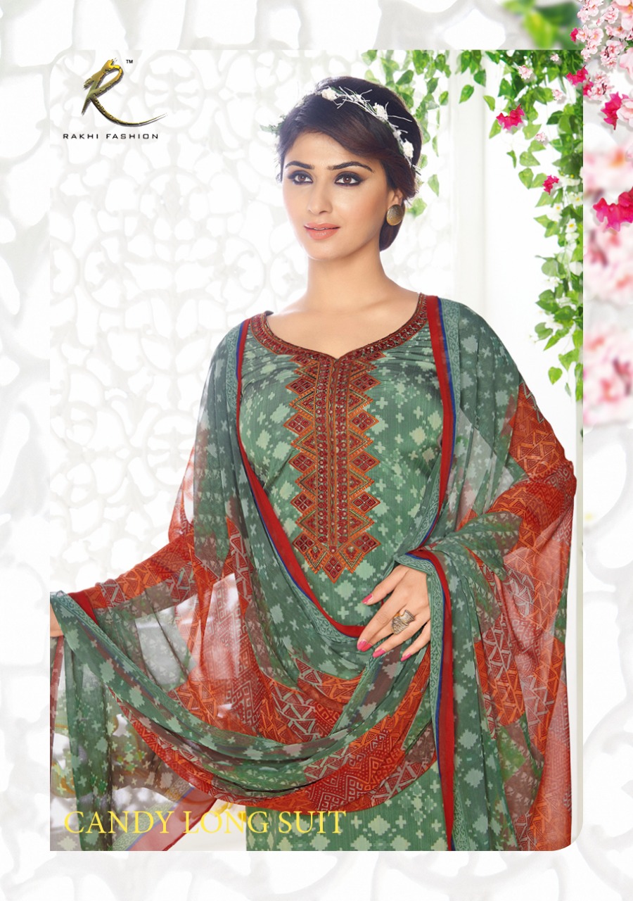 Rakhi Fashion Candy Long Suit 7213 Series French Crepe Salwar Kameez Catlog Wholesale Dealer And Sup...