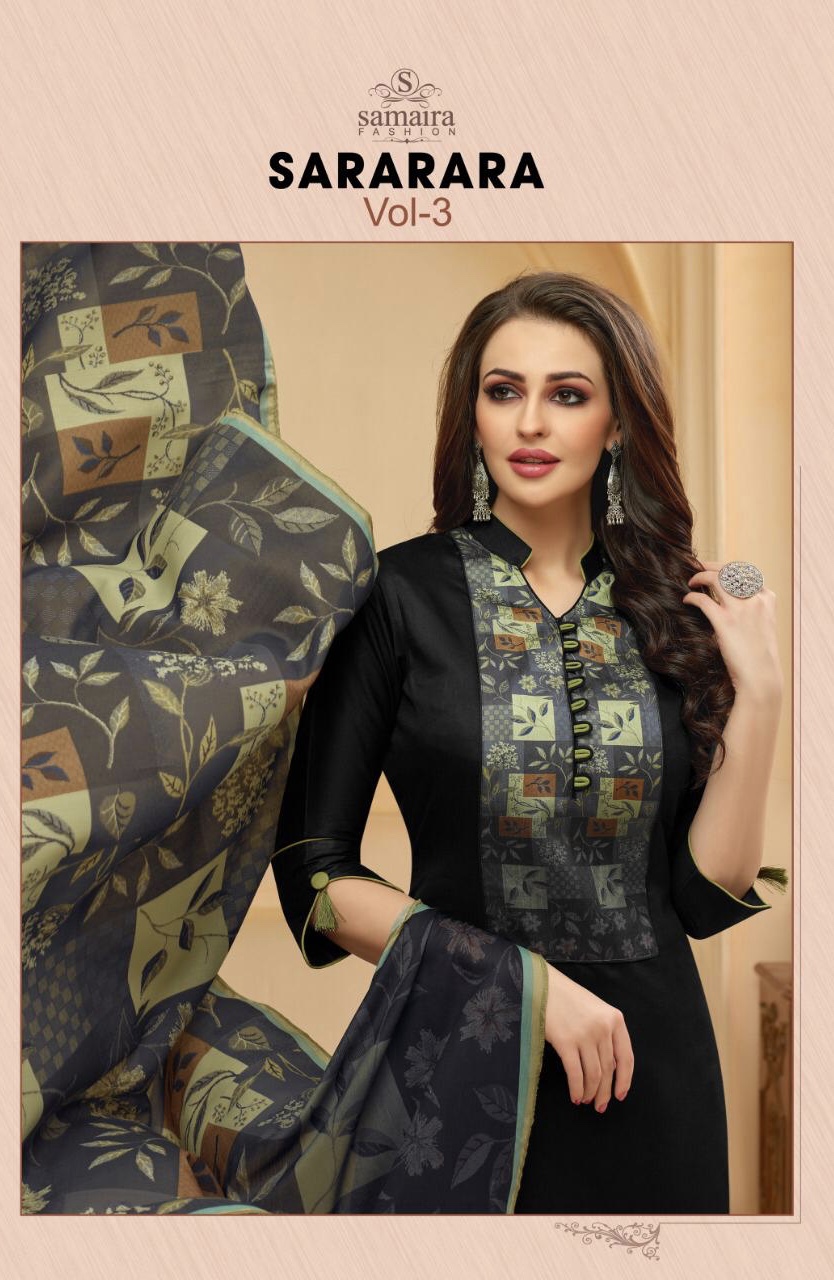 Sararara Vol 3 By Samaira 25000 Series Fancy Glace Cotton Salwar Kameez Catlog Wholesaler Surat