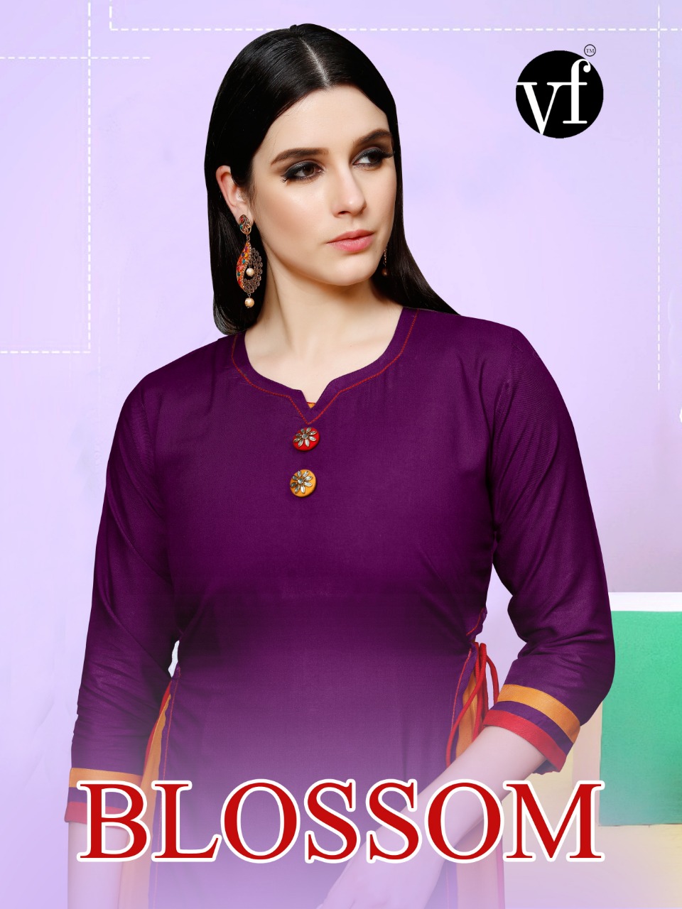 Blossom By Vf India 1001 Series Fancy Reyon Kurti Collection Wholesaler Surat