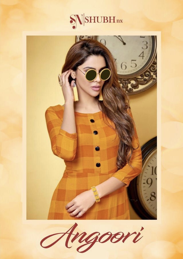 Angoori By Shubh Nx 01 Series Fancy Reyon Printed Kurti Collection Wholesaler Surat