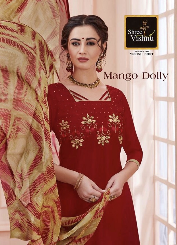 Mango Dolly By Shree Vishnu 84001 Series Fancy Chanderi Salwar Kameez Catlog Wholesaler Surat