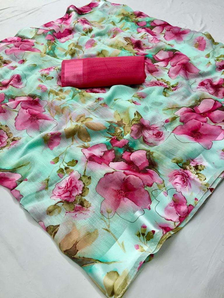 Vrinda Return By Lt Fancy Sofy Linen Silk Printed Saree Collection Wholesaler Surat