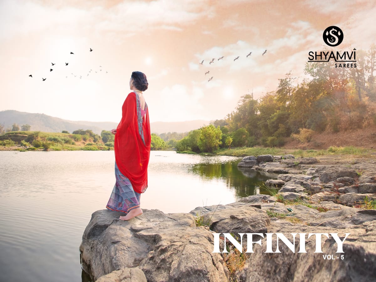 Infinity Vol 5 By Shyamvi Sarees 5001 Series Fancy Weightless Printed Saree Collection Wholesaler Su...