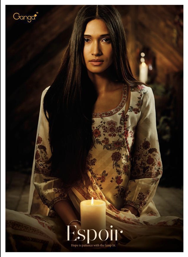 Espoir By Ganga 6943 Series Fancy Pure Kora Silk Digital Printed Salwar Kameez Catlog Wholesaler Sur...