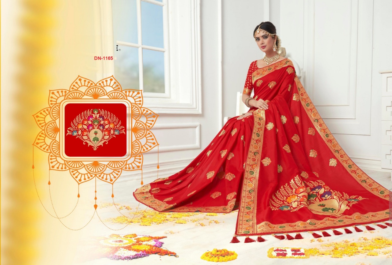 Fine Red Special 1150 Series Weaving Silk Saree Catlog Wholesale Dealer And Supplier Surat