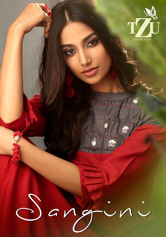 Sangini By Tzu Lifestyle 1001 Series Fancy Denim Printed Embroidery Kurti Collection Wholesaler Sura...