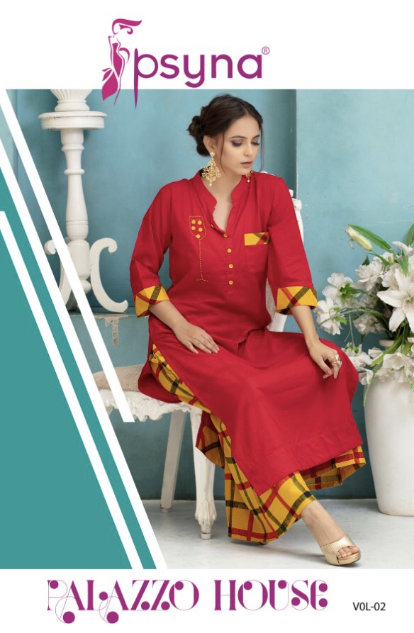 Psyna Palazzo House Vol 2 2001 Series Reyon Slub Kurti And Plazzo Catlog Wholesaler And Supplier Sur...