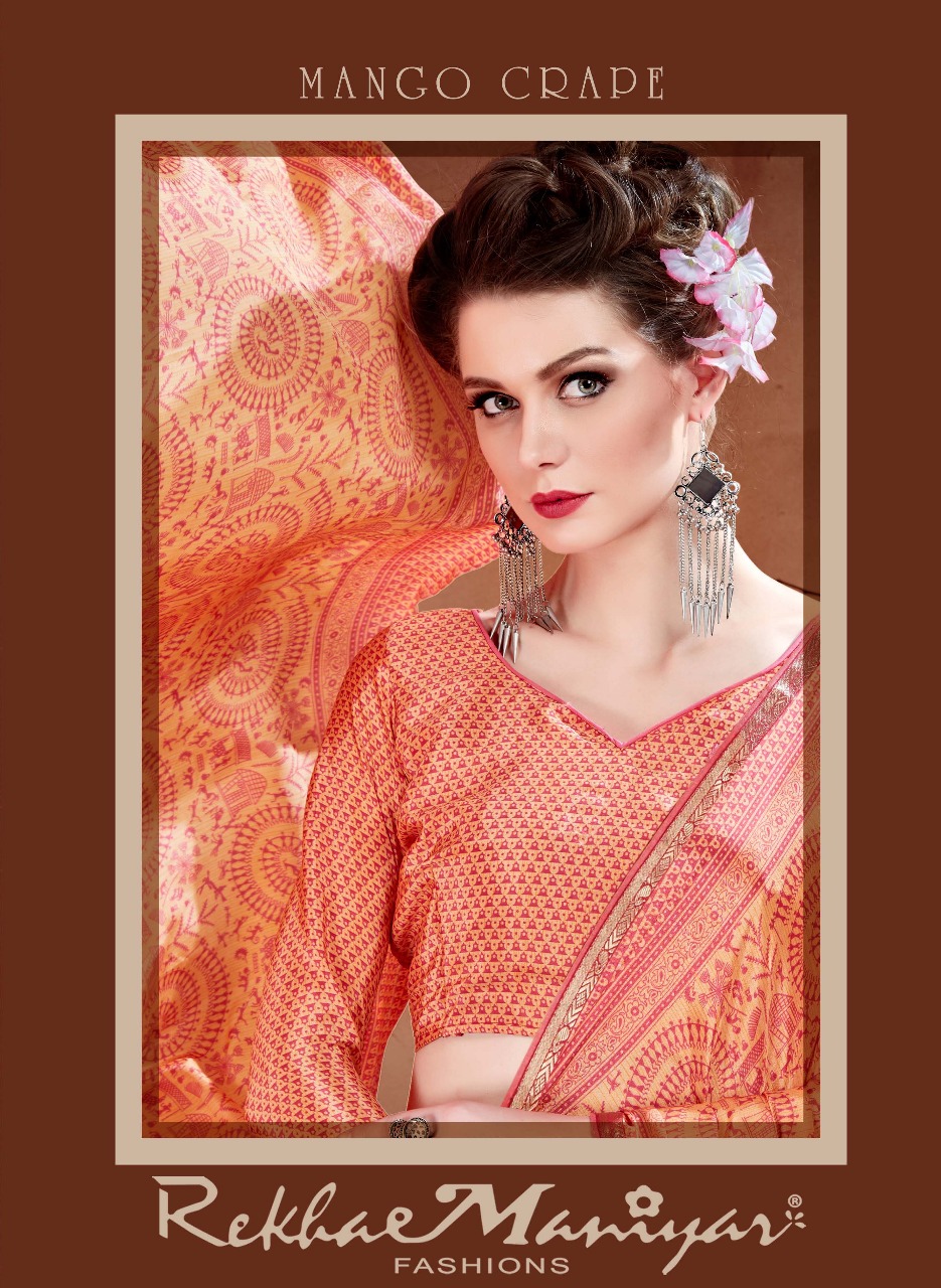 Rekha Maniyar Raga Crepe 1001 Series Crepe Print Saree Catlogue Dealer And Supplier Surat