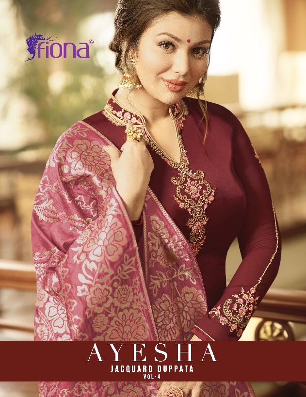 Ayesha Jacquard Duppata Vol 4 By Fiona 22201 Series Fancy Satin Georgette Salwar Kameez Catlog Whole...