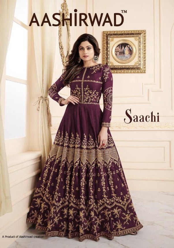 Saachi By Aashirwad 8052 Series Fancy Malabry Silk Party Wear Gown Collection Wholesale Dealer Surat
