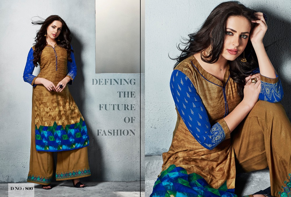 Chambor Vol 4 By Kajree 790 Series Designer Reyon Printed Kurti With Plazzo Catlog Wholesale Supplie...