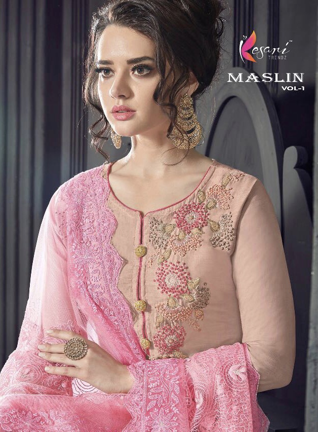 Kesari Trendz Maslin Vol 1 1201 Series Designer Suit Catlog Wholesale Dealer Surat