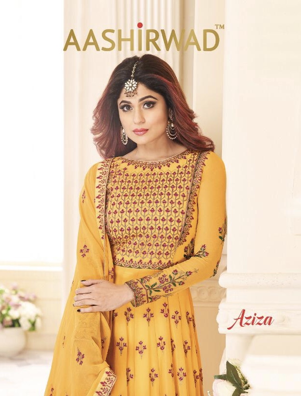 Aziza By Aashirwad 8145 Series Designer Party Wear Gown Suit Collection Wholesaler Surat