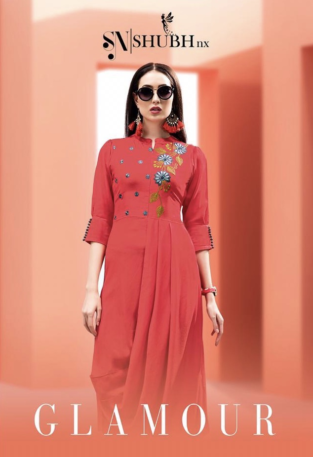 Glamour By Shubh Nx 9001 Series Fancy Reyon Slub Kurti Collection Wholesale Dealer Surat