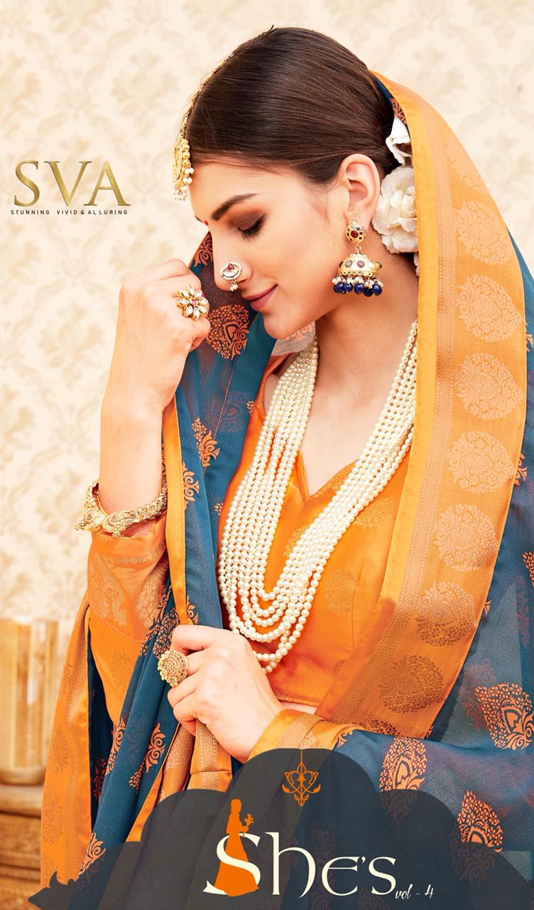 Sva She?s Vol 4 55001 Series Designer Saree N Fancy Blouse