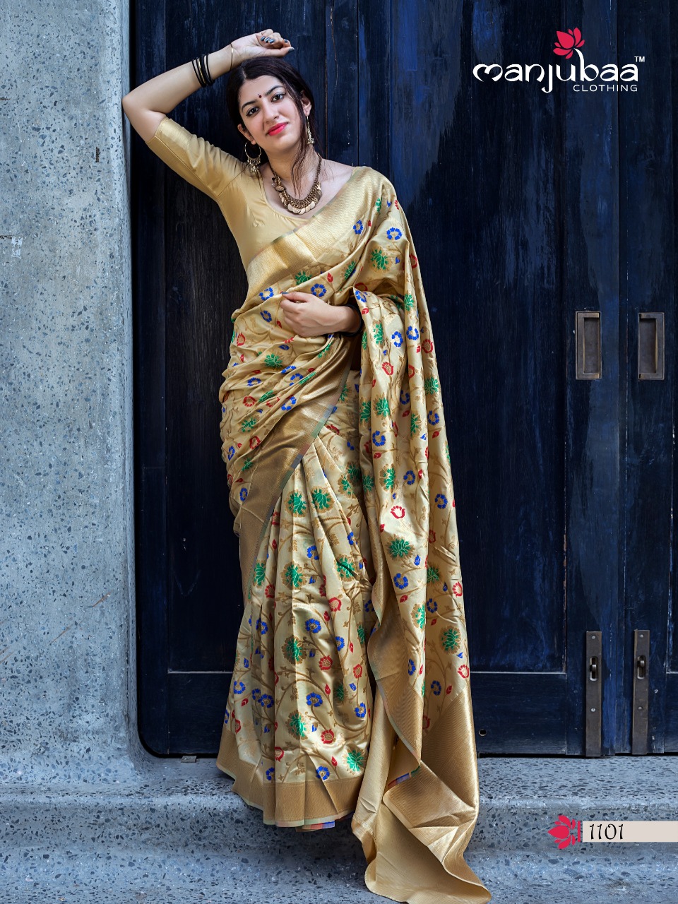 Manjubaa Clothing Lotus Vol 11 1101 Series Weaving Silk Saree Catlog Wholesale Dealer And Supplier S...