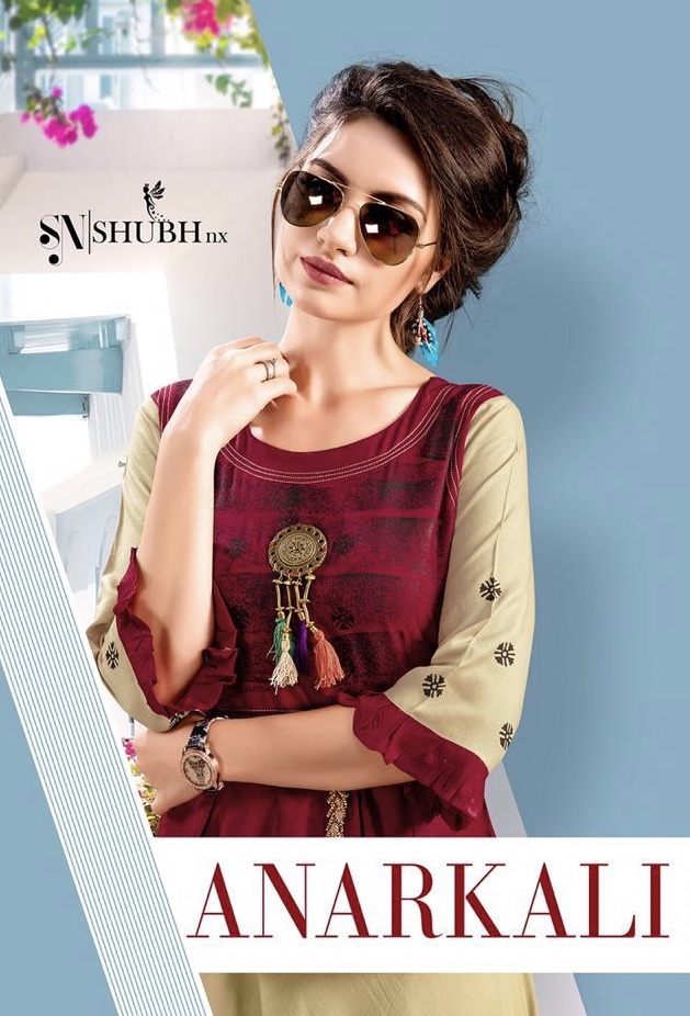 Anarkali Vol 1 By Shubh Nx 1001 Series Fancy Reyon Kurti Catlog Wholesale Dealer Surat