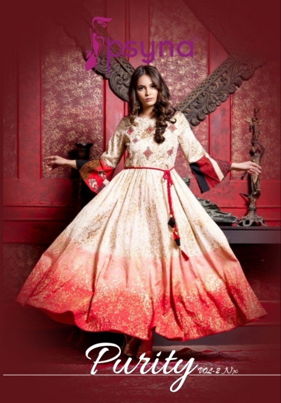 Purity Vol 2 Nx By Psyna Tex 2001 Series Fancy Designer Reyon Gown Collection Wholesaler Surat