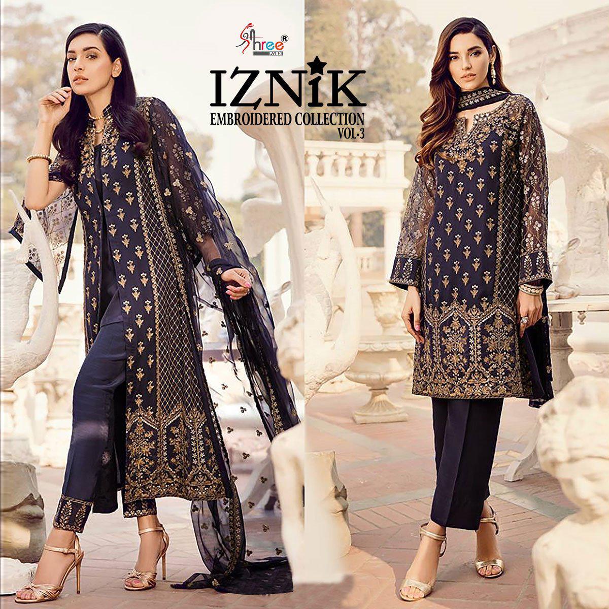 Iznik Embroidered Collection Vol 3 By Shree Fabs 7031 Series Fancy Georgette Pakistani Suit Collecti...