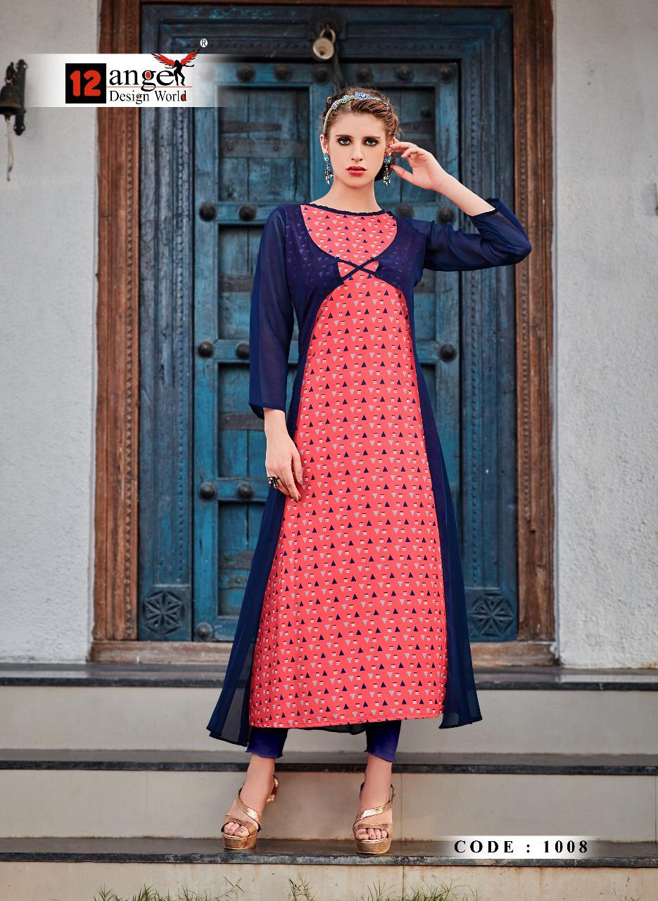 Rose Berry Vol 3 By 12angel 1001 Series Fancy Georette Kurti Collection Wholesaler Surat