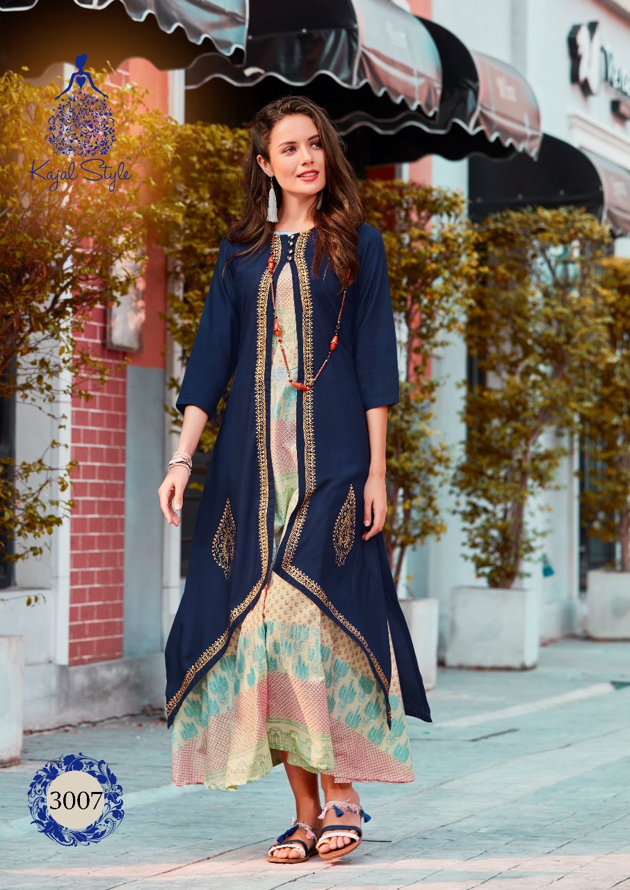 Kajal Style 3002 3004 3008 Design Fancy Designer Kurti Collection Wholesaler Surat