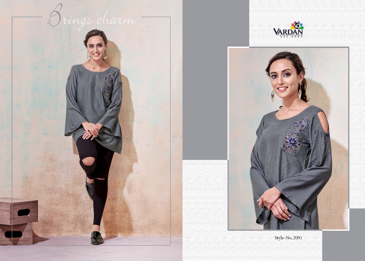 Ira Vol 1 By Vardan Designer 2001 Series Deaigner Heavy Reyon Kurti Catlog Wholesale Supplier Surat