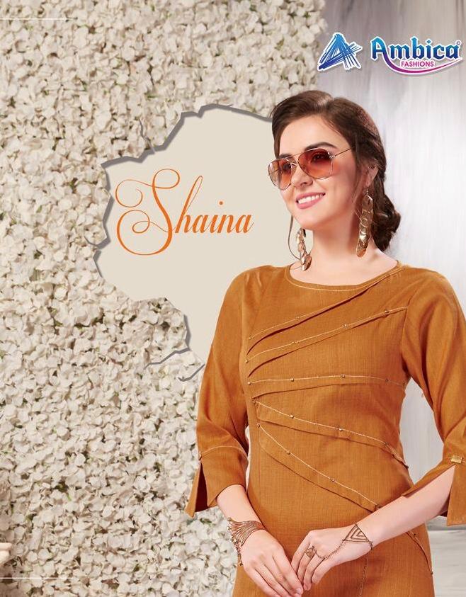 Shaina By Ambica 401 Series Fancy Cotton Kurti Catlog Wholesale Dealer Surat