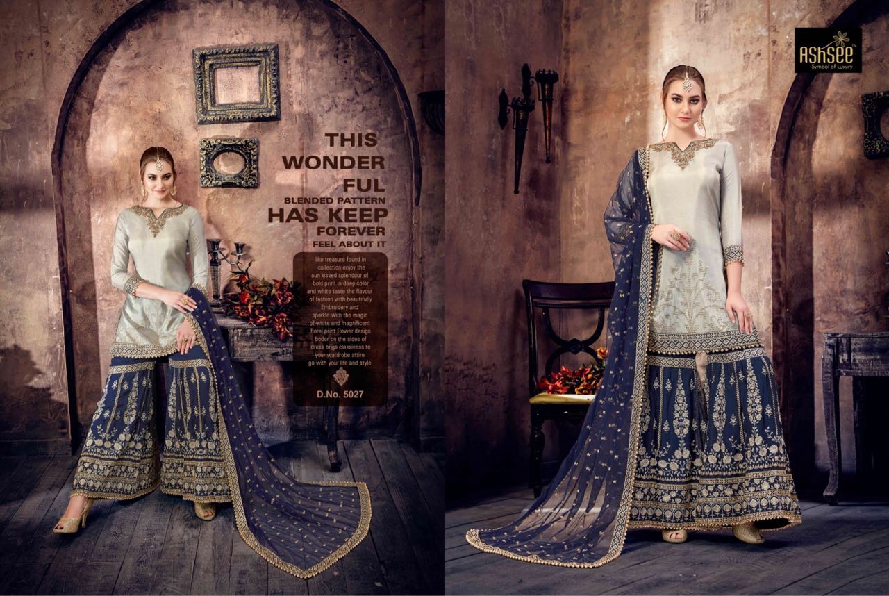 Ashsee Taslim 5025 Series Fancy Sarara Suit Catlog Wholesale Dealer And Supplier Surat
