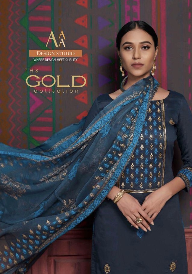 The Gold Collection By Aaa Design Studio 5001 Series Fancy Cotton Satin Salwar Kameez Catlog Wholesa...