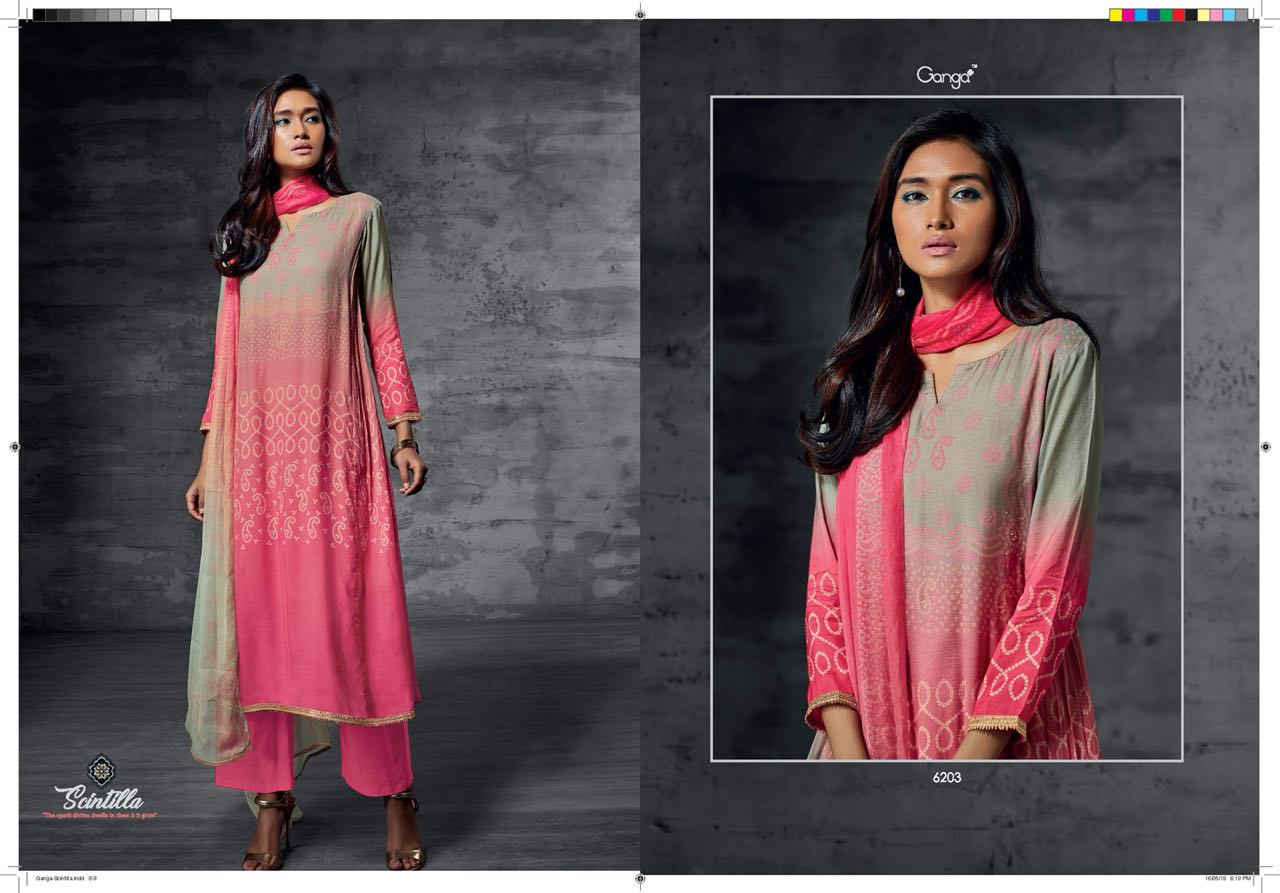 Scintilla By Ganga Series 6201 To 6209 Latest Designer Muslin Printed Salwaar Suits Wholesale Suppli...