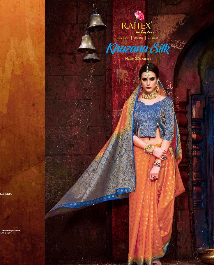Khazana Silk By Rajtex Series 45001 To 45010 Nylon Silk Sarees Catalogue Wholesale Supplier And Deal...