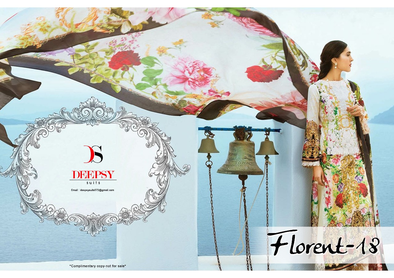 Deepsy Florent 18 Series 200301 To 200304 Cotton Embroidered Pakistani Salwaar Suits Wholesale Suppl...