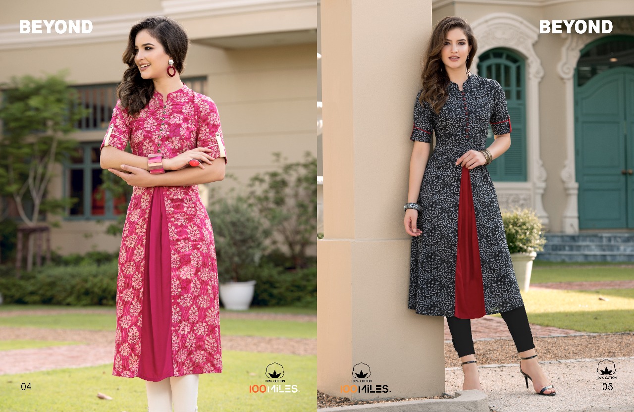 Beyond By 100miles Cotton Printed Flare Kurtis Wholesale Dealer And Supplier Surat