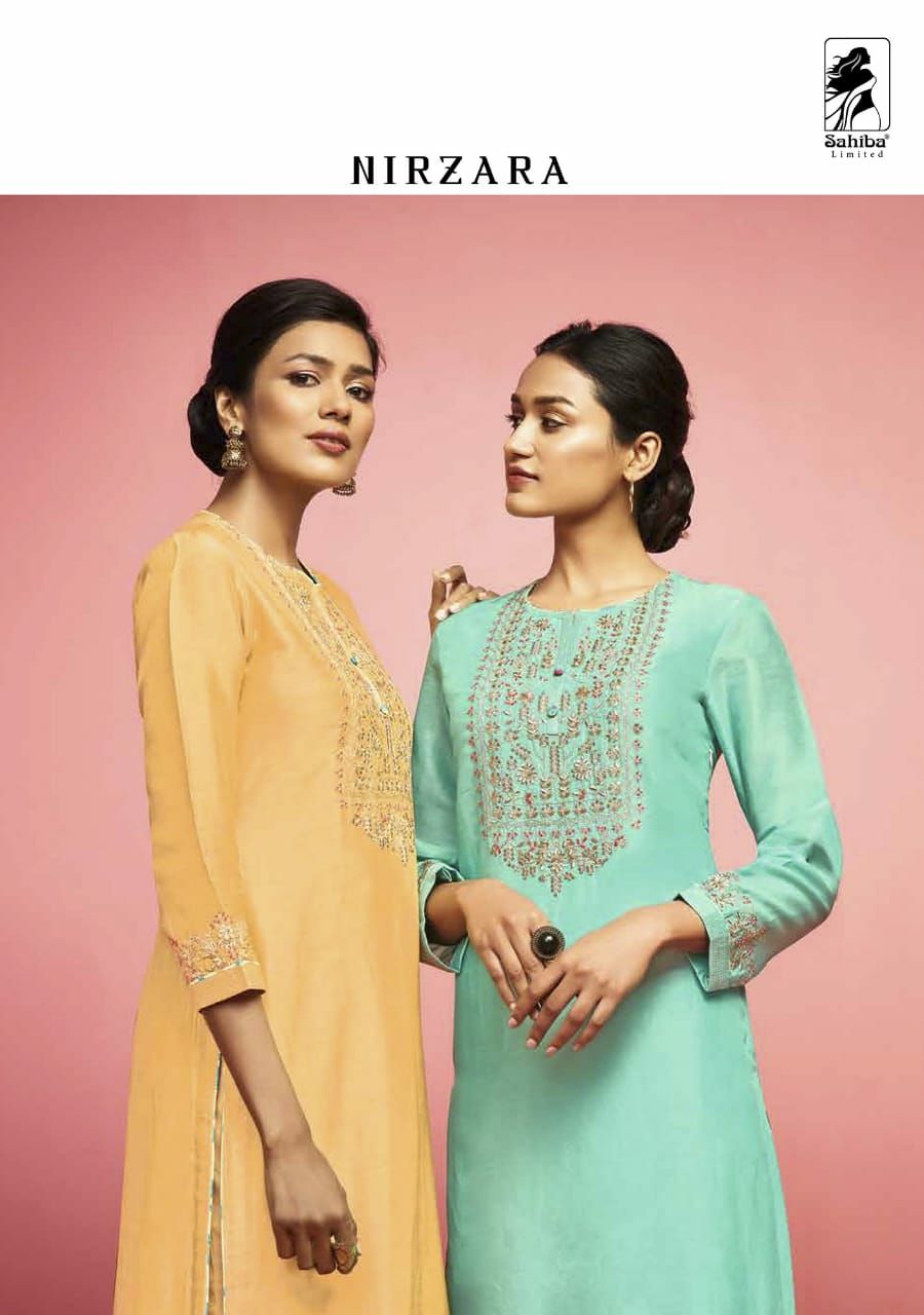 Nirzara By Sahiba Silk Embroidered Party Wear Designer Suits Wholesale Supplier And Dealer India