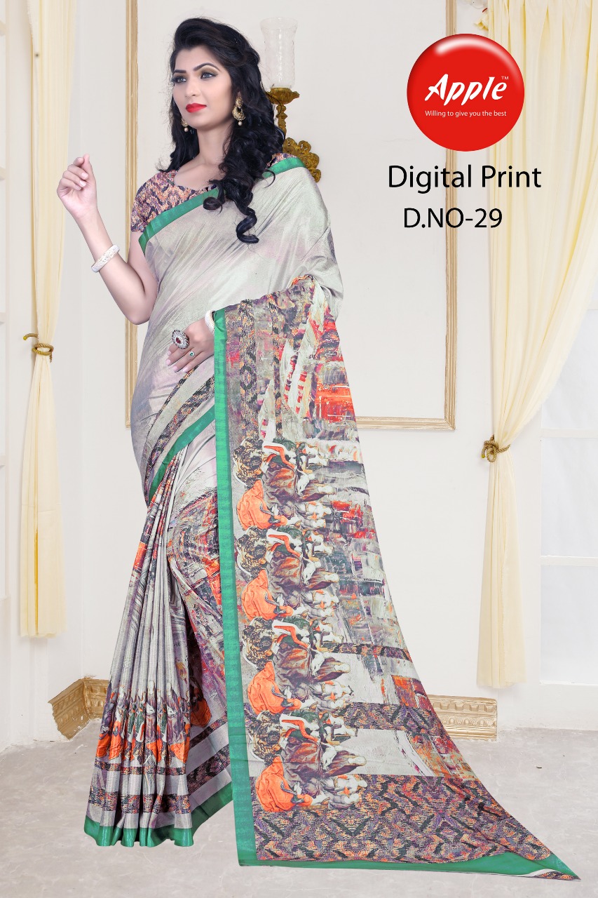 Digital Print  By Apple  Kanjivaram Silk Sarees Wholesale Supplier And Dealer Surat