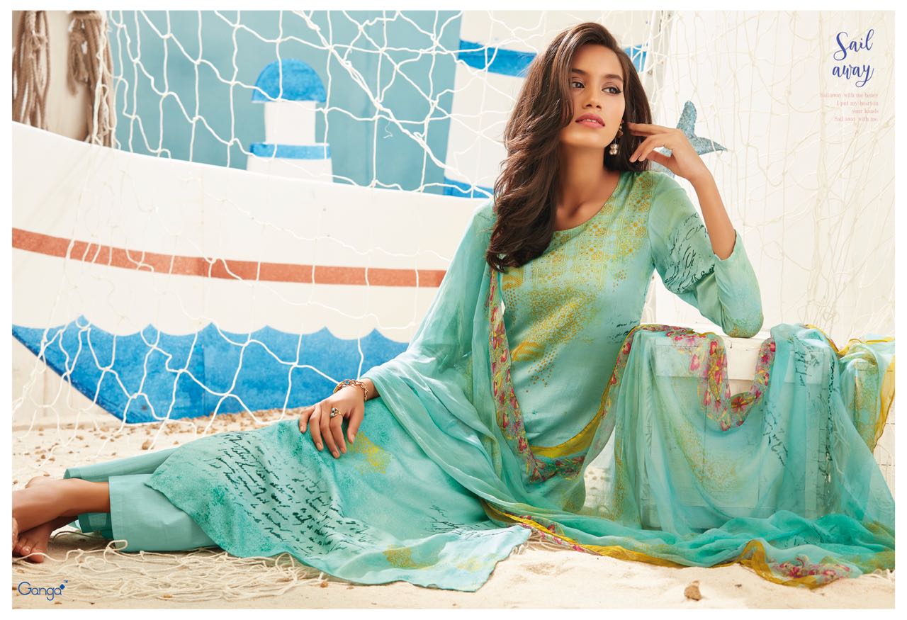 Sail Away By Ganga Satin With Sarkosi Work Designer Party Wear Suits Wholesale Supplier And Dealer G...