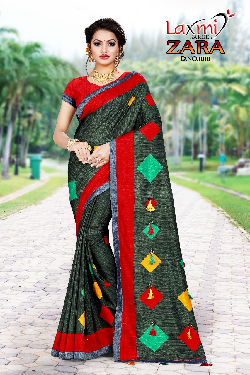 Cottan Saree With Fancy Latkan Touch Lace Concept Latest Zara
