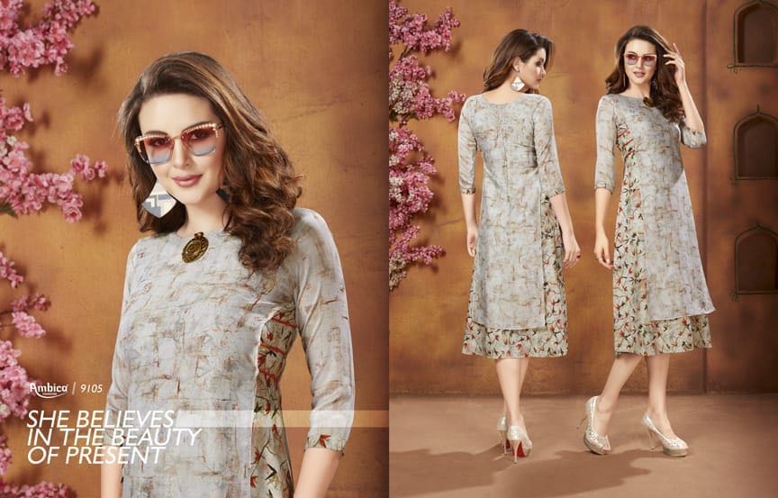 Reflection By Ambica Georgette Designer Printed Kurtis Wholesale Supplier And Dealer Surat
