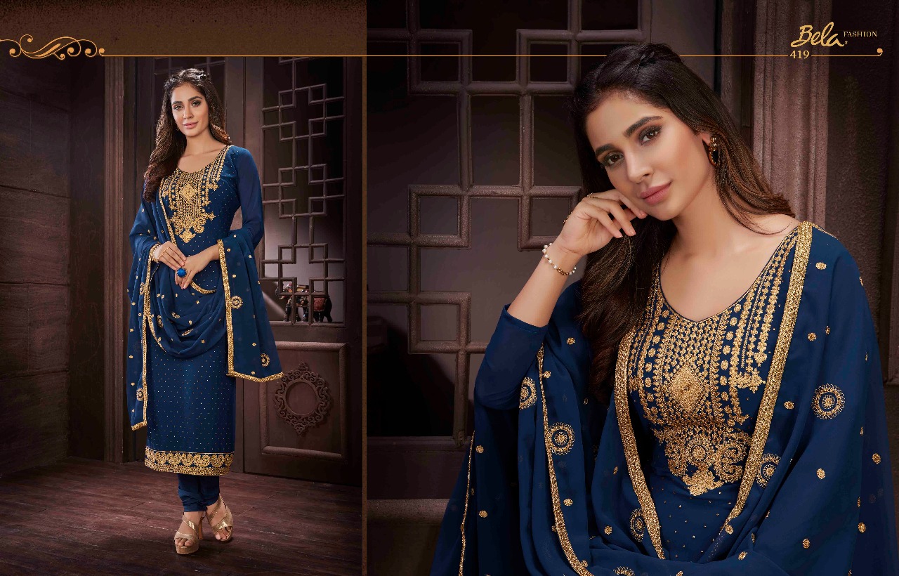 Mishty By Bela Series 414 To 422  Diamond Georgette Designer Party Wear Suits Wholesale Supplier And...