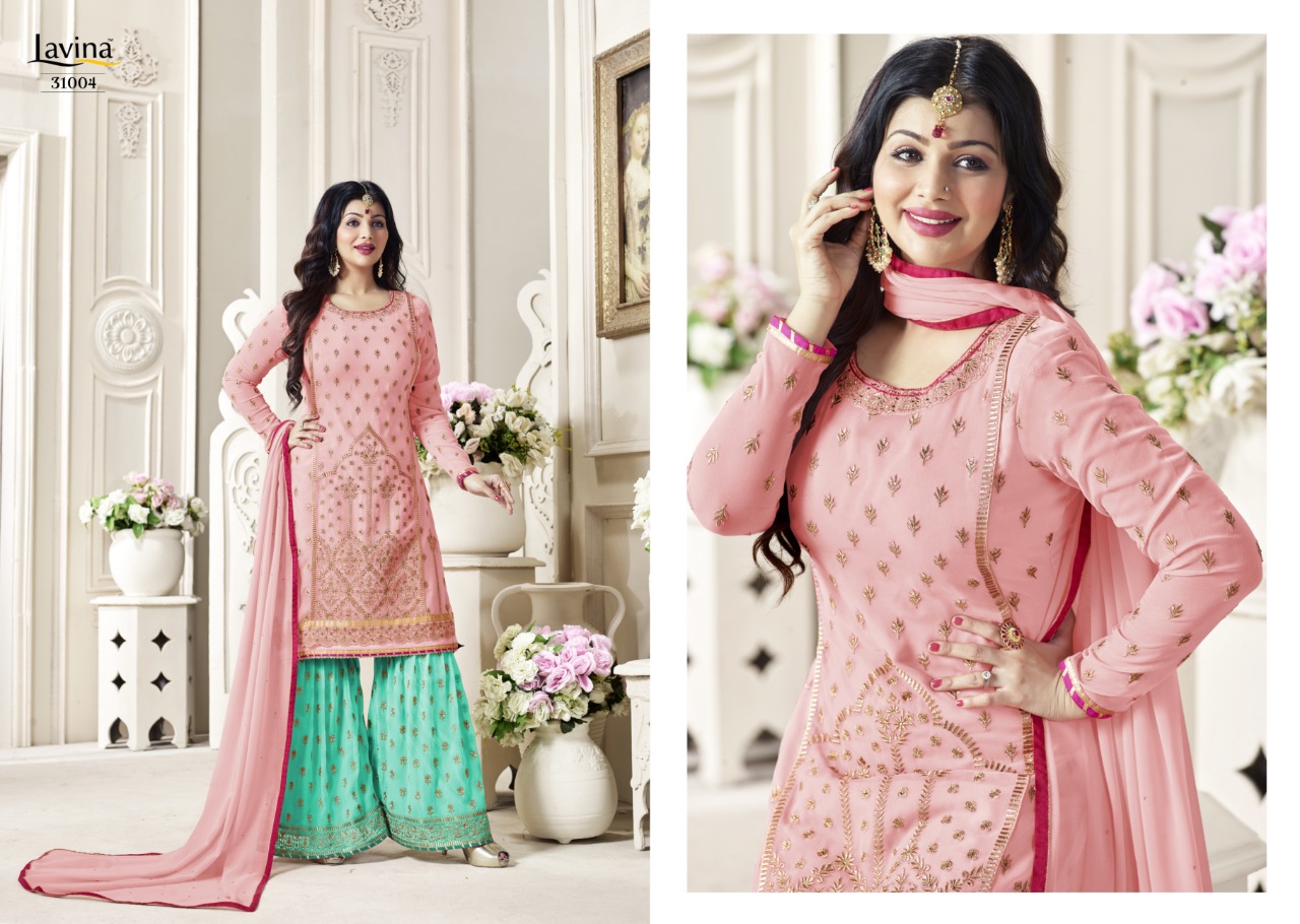 Lavina Vol 31 Nx Series 31001 To 31004 Georgette Embroidered Designer Party Wear  Sarara Suits Whole...