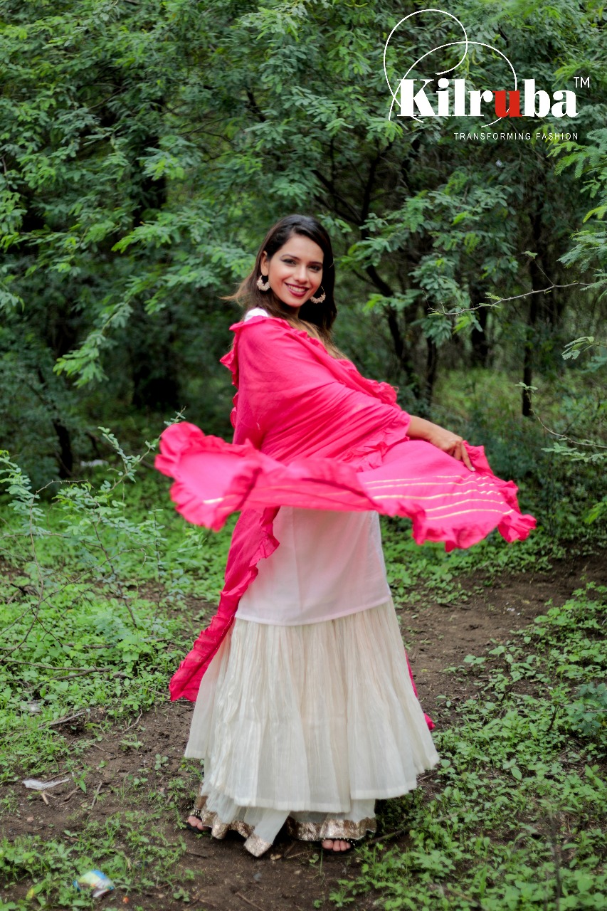 Kilruba Cotton Top With Double Layer Sarara Ready To Wear Suits Wholesale Supplier And Trader Surat