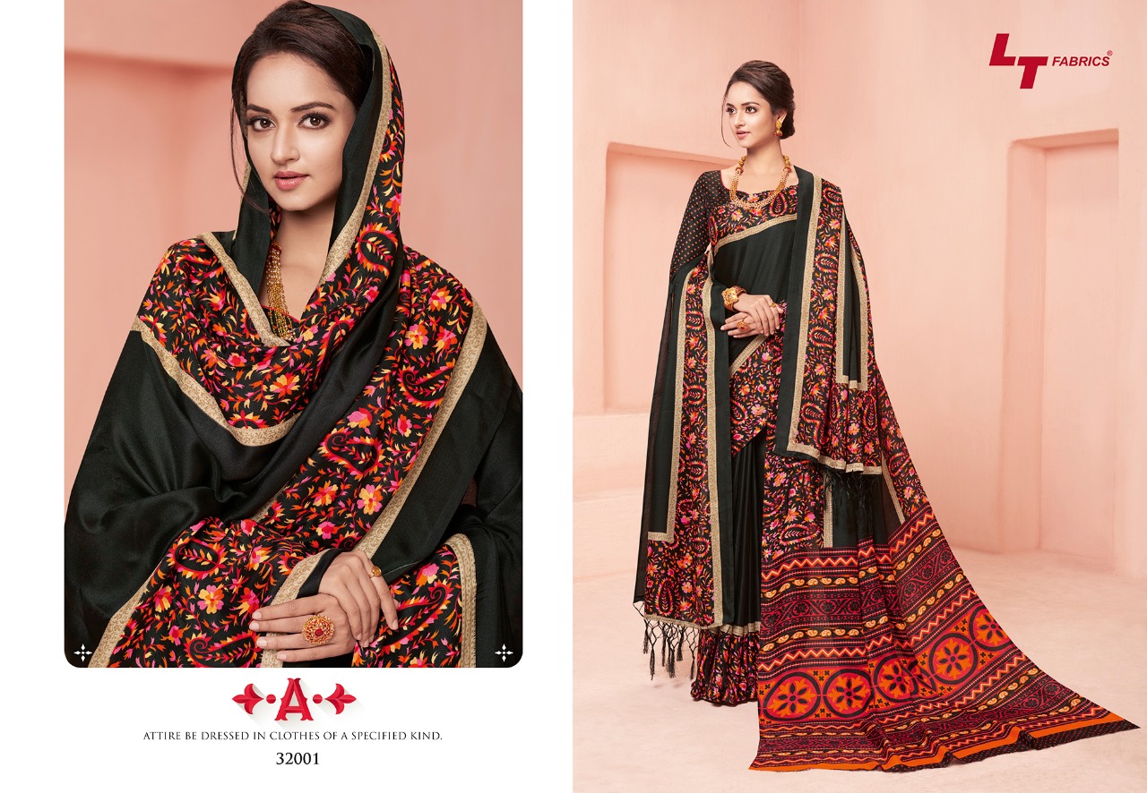 Pashmina Silk  By Lt Pasmina Printed Designer Sarees With Duppata Catalog Wholesale Supplier And Dea...