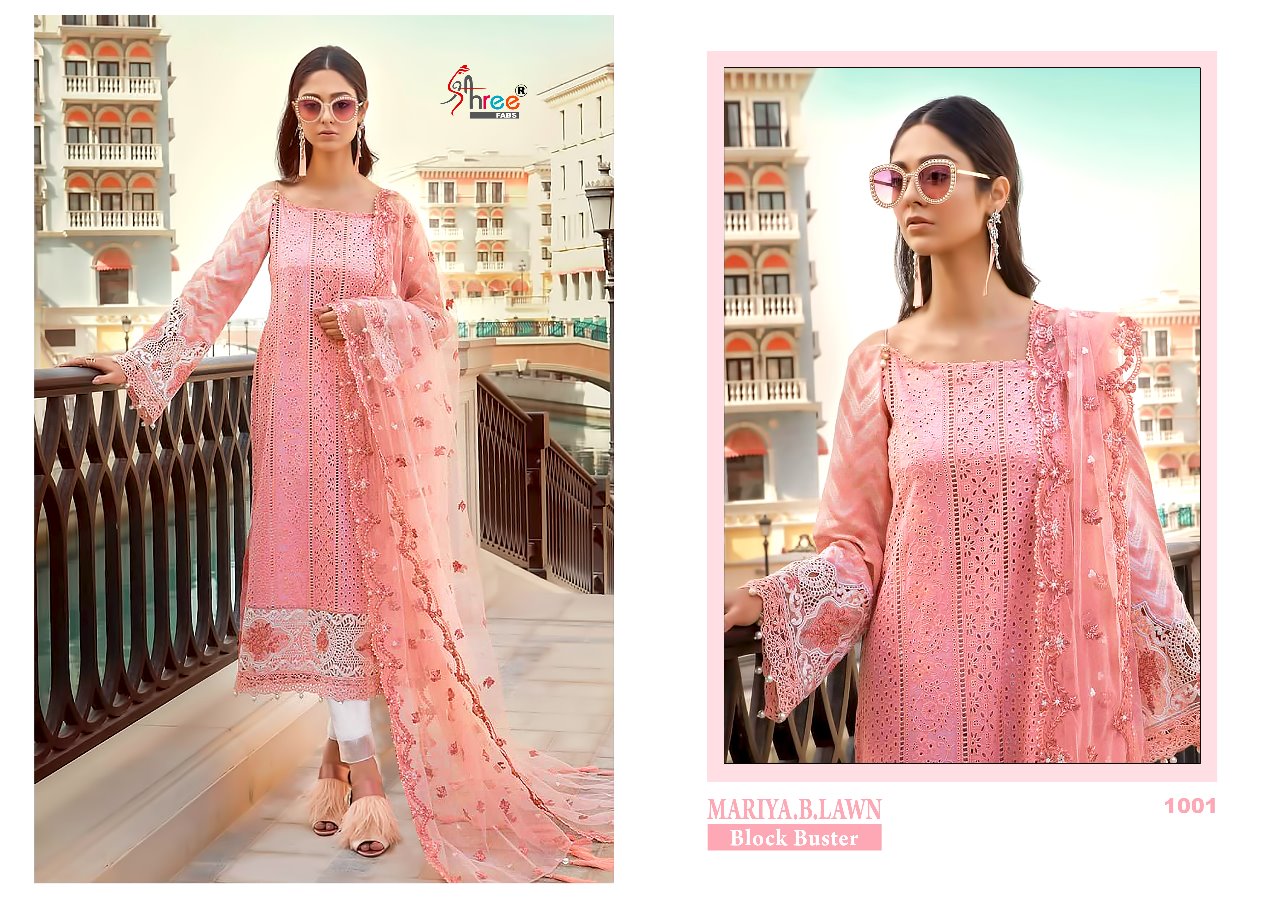 Block Buster Maria B Lawn By Shree Fabs Hit Designe 1001 Wholesale Supplier And Dealer Surat