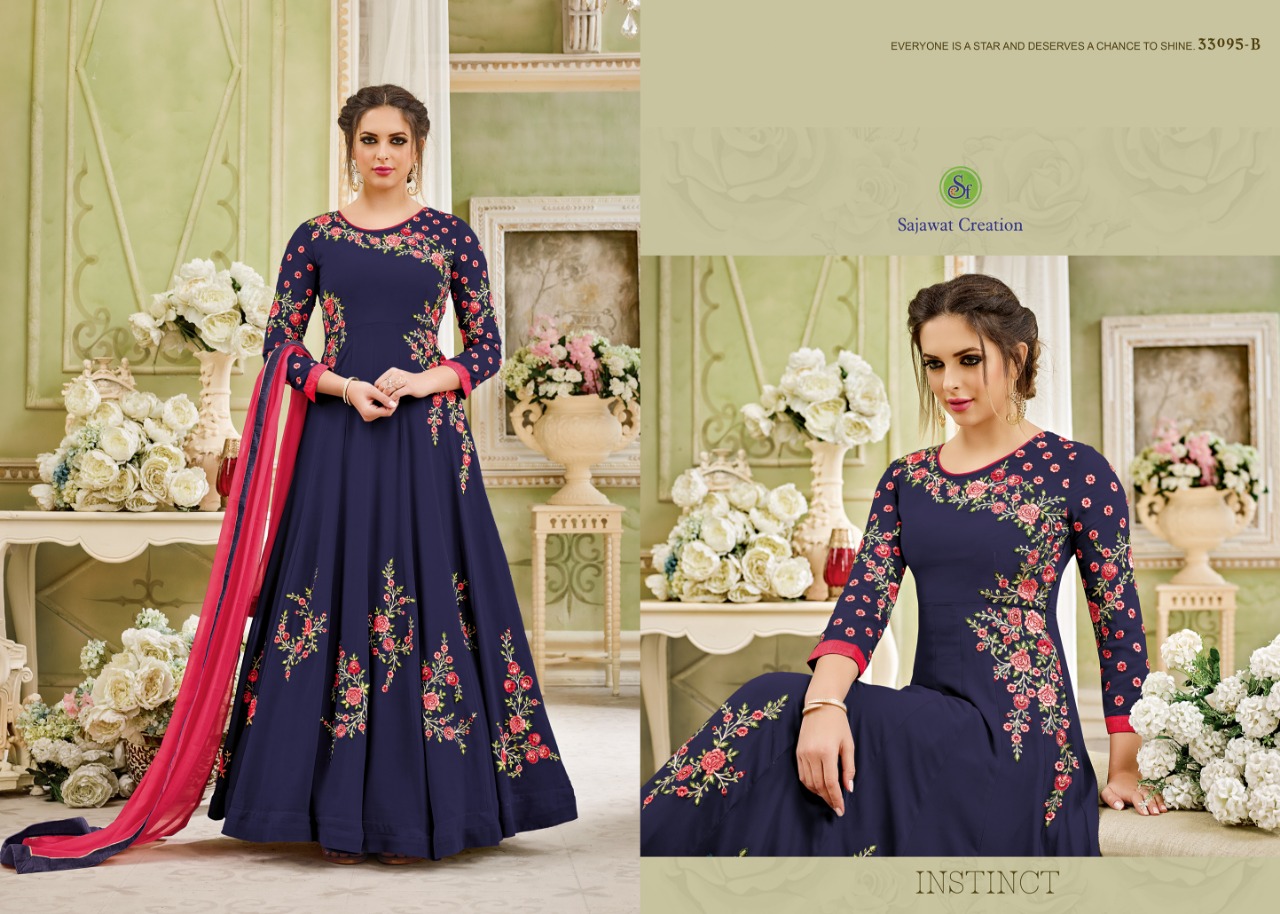 Nivati Platinum By Sajawat Creation Georgette  Designed Embroidered Party Wear Suits Wholesale Suppl...