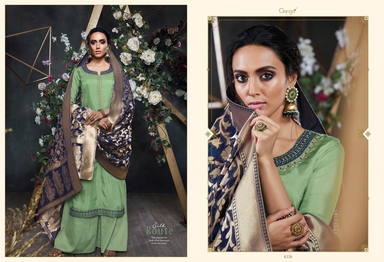 Silk Route By Ganga Designer Embroidered Party Wear Suits Wholesale Supplier Nd Dealer Gujarat